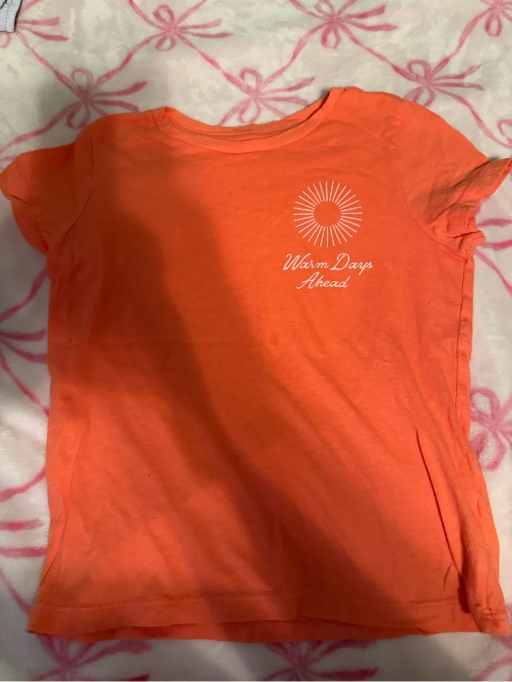 Old Navy Bright Orange Girls' Short Sleeve Tee with Sun Graphic